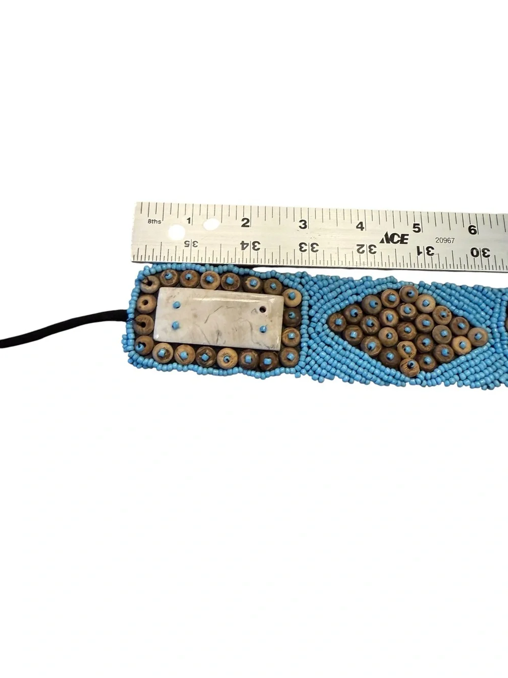 Beaded Blue and Brown Embellished Belt Ties 32” (Not Including Ties)